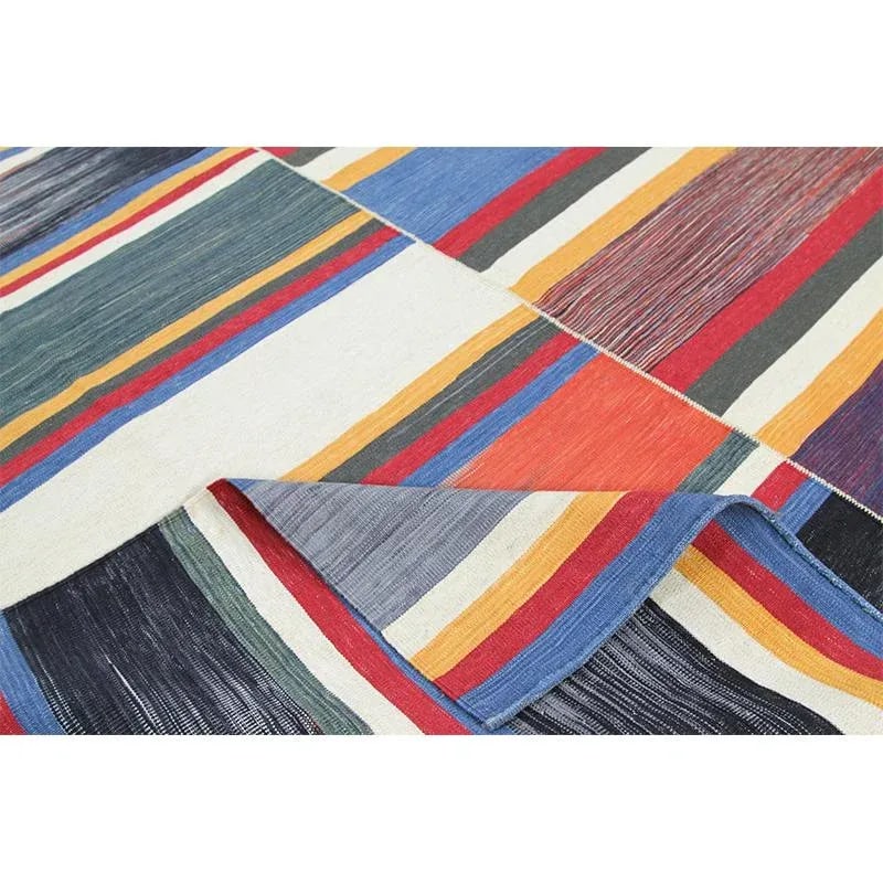 Handwoven Flatweave Stripe Pattern Scandinavian Style Kilim Rug 6'0" X 9'3" - 3