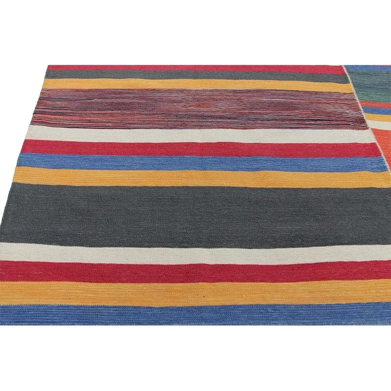 Handwoven Flatweave Stripe Pattern Scandinavian Style Kilim Rug 6'0" X 9'3" - 4