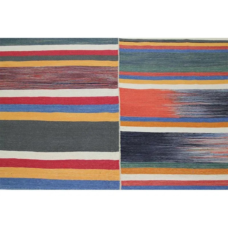 Handwoven Flatweave Stripe Pattern Scandinavian Style Kilim Rug 6'0" X 9'3" - 5