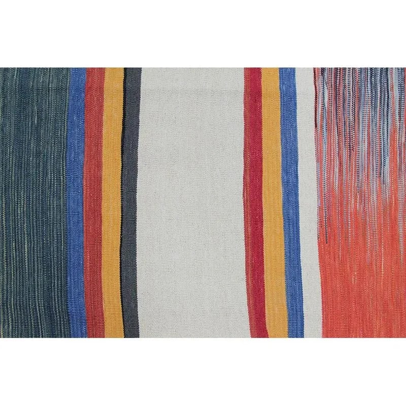 Handwoven Flatweave Stripe Pattern Scandinavian Style Kilim Rug 6'0" X 9'3" - 6