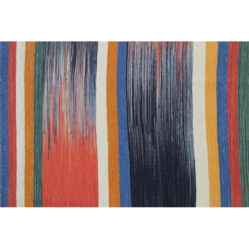 Handwoven Flatweave Stripe Pattern Scandinavian Style Kilim Rug 6'0" X 9'3" - 7