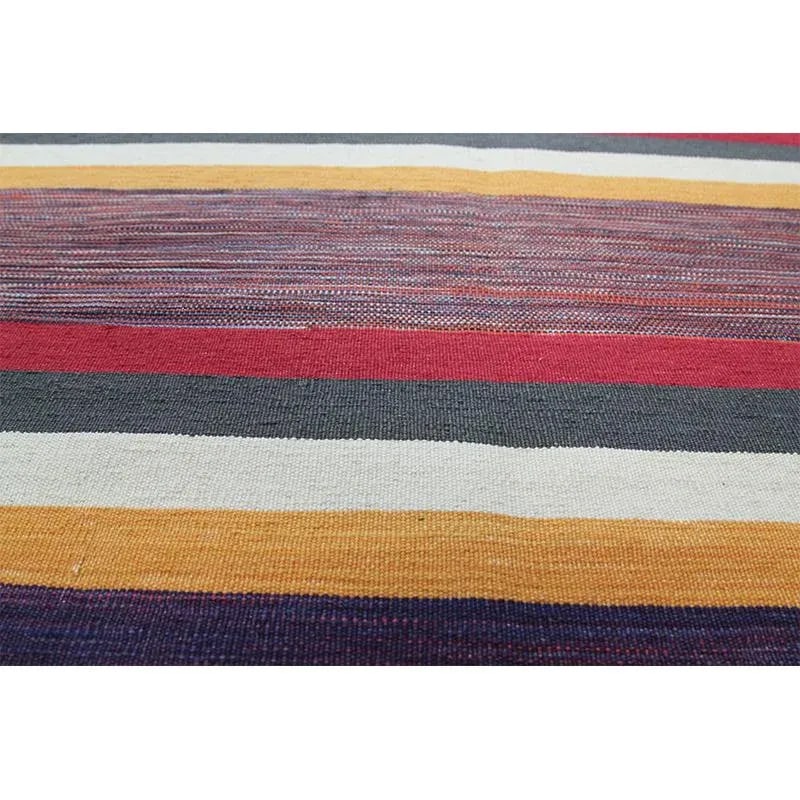 Handwoven Flatweave Stripe Pattern Scandinavian Style Kilim Rug 6'0" X 9'3" - 9