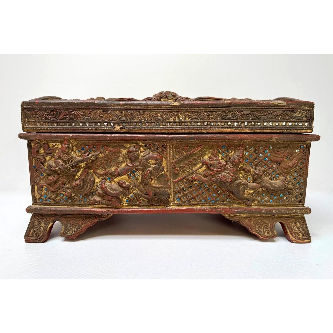 Late 19th Century Burmese Kammavaca Manuscript Chest - 14.5 In - 10
