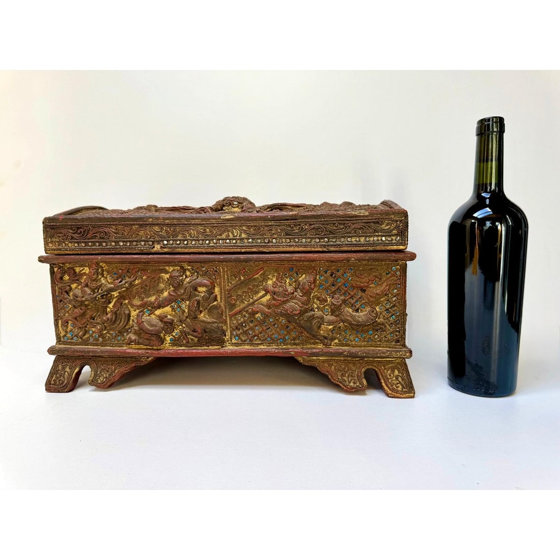 Late 19th Century Burmese Kammavaca Manuscript Chest - 14.5 In - 17