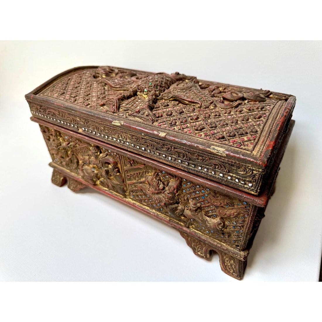 Late 19th Century Burmese Kammavaca Manuscript Chest - 14.5 In - 2