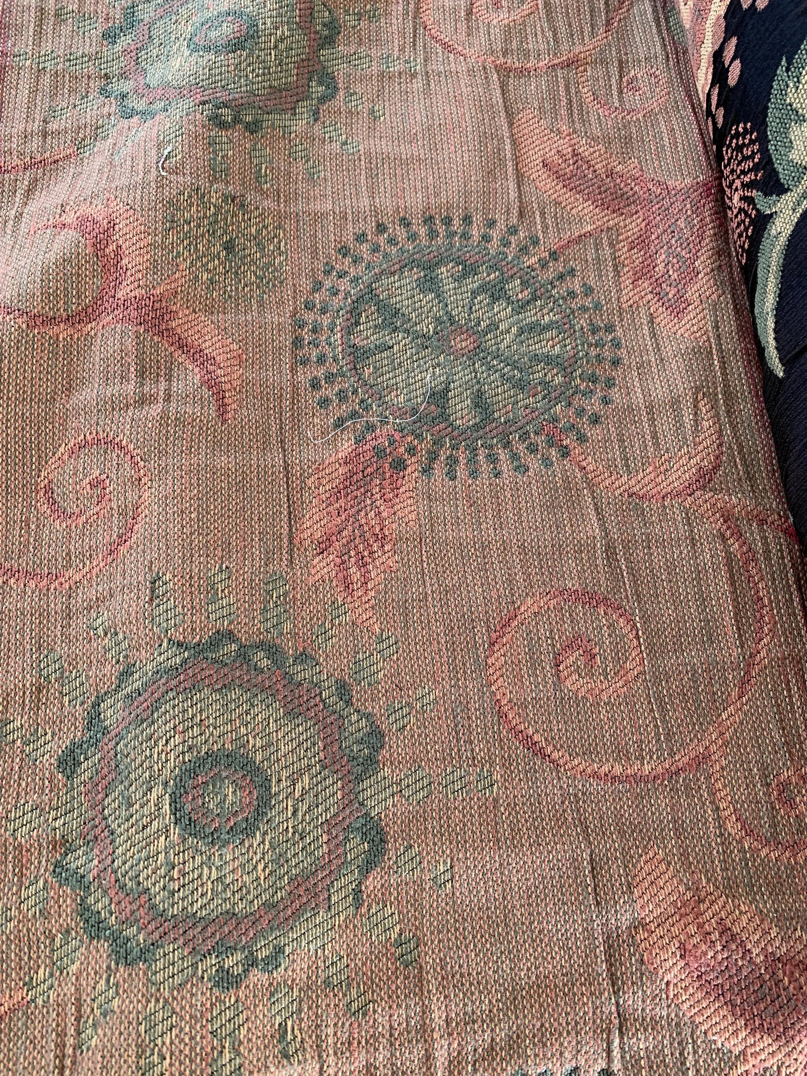 Vintage Black Floral Jaquard Upholstery Fabric- 11 yards - 7