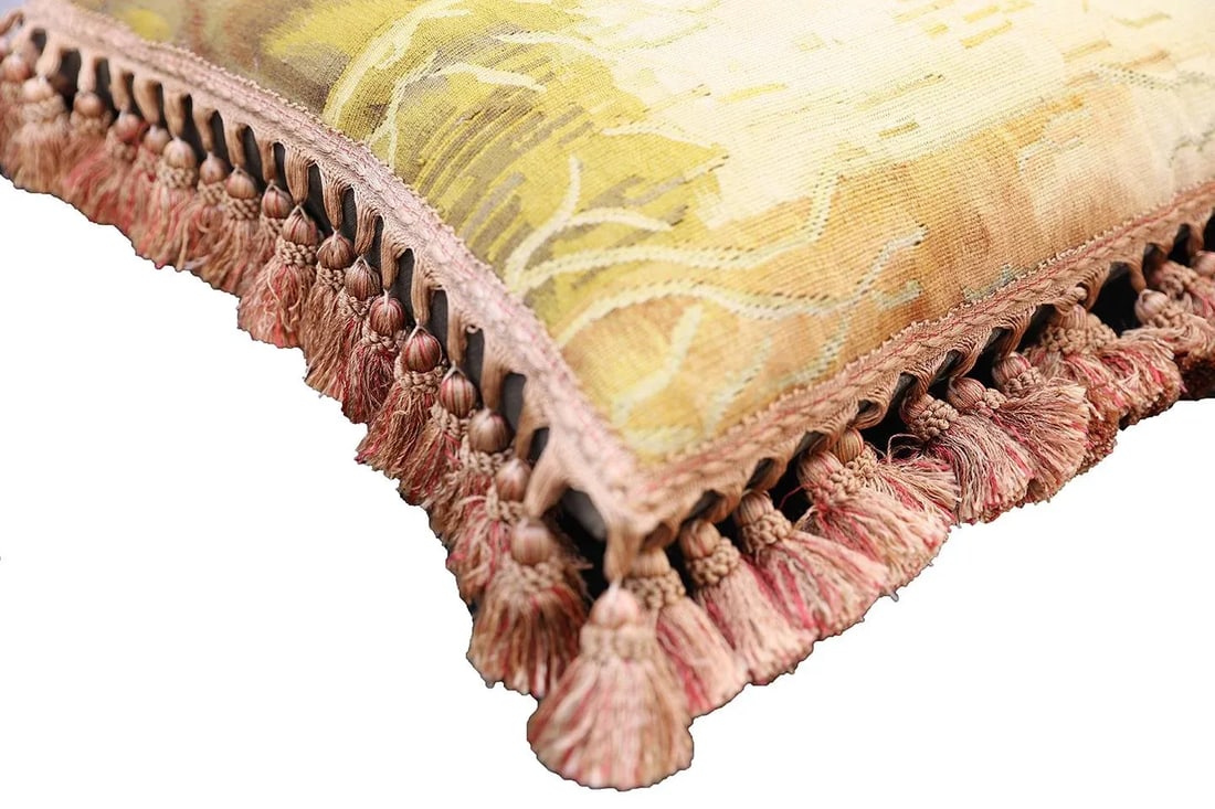 2000s Hand Woven Silk End Pillow With Three Retriever Puppies - 3