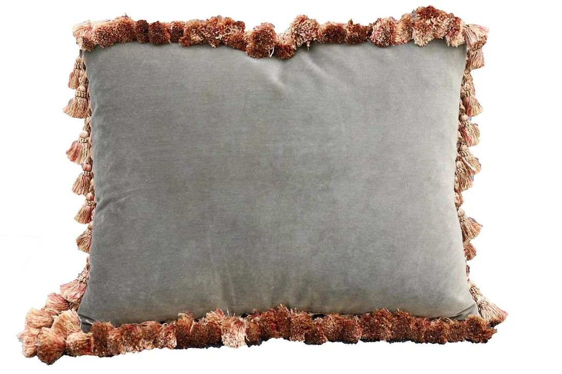 2000s Hand Woven Silk End Pillow With Three Retriever Puppies - 5