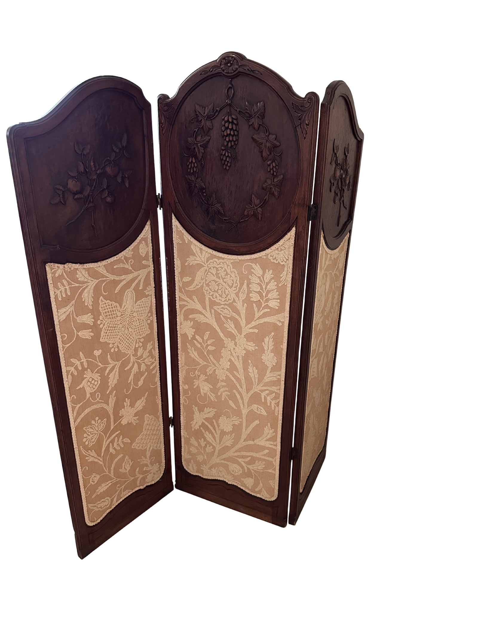 Antique French Carved Wood Two-Panel Folding Screen - 2