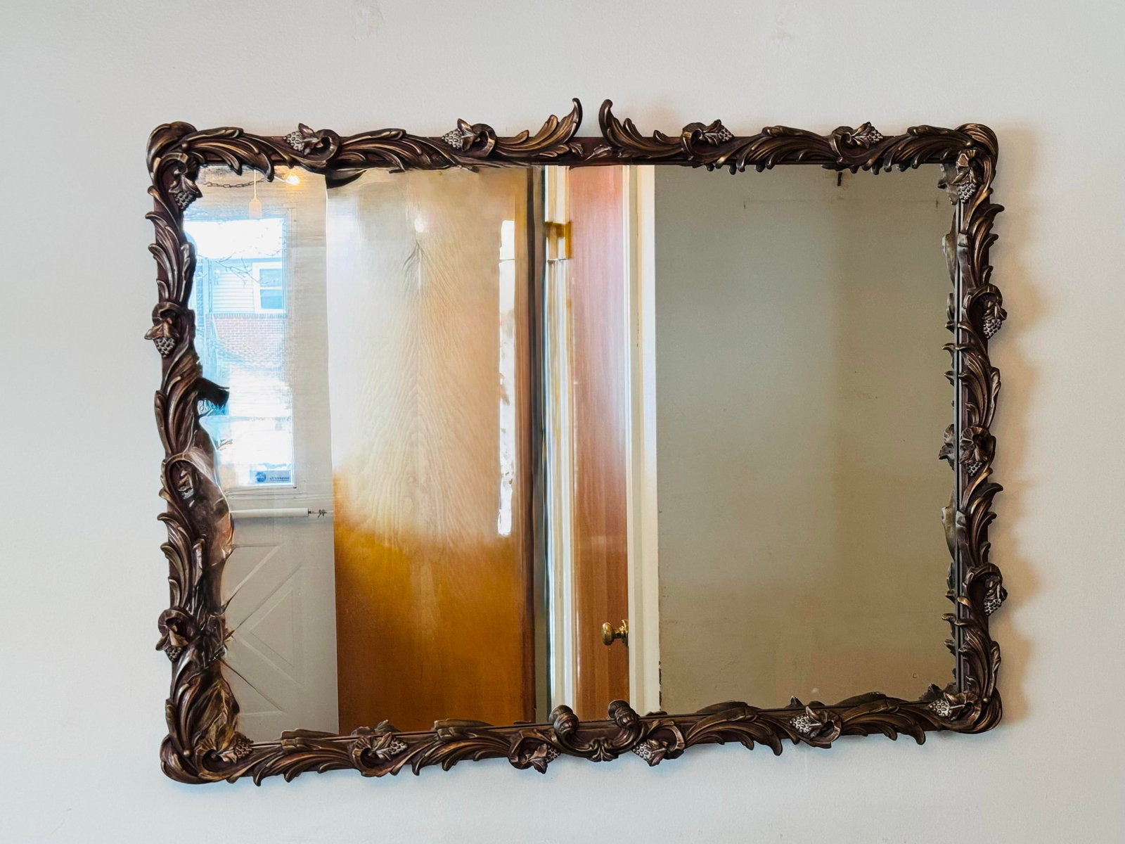 Vintage 1950s Ornate Gold Baroque Style Wall Mirror Attr. Howard Elliot - 2