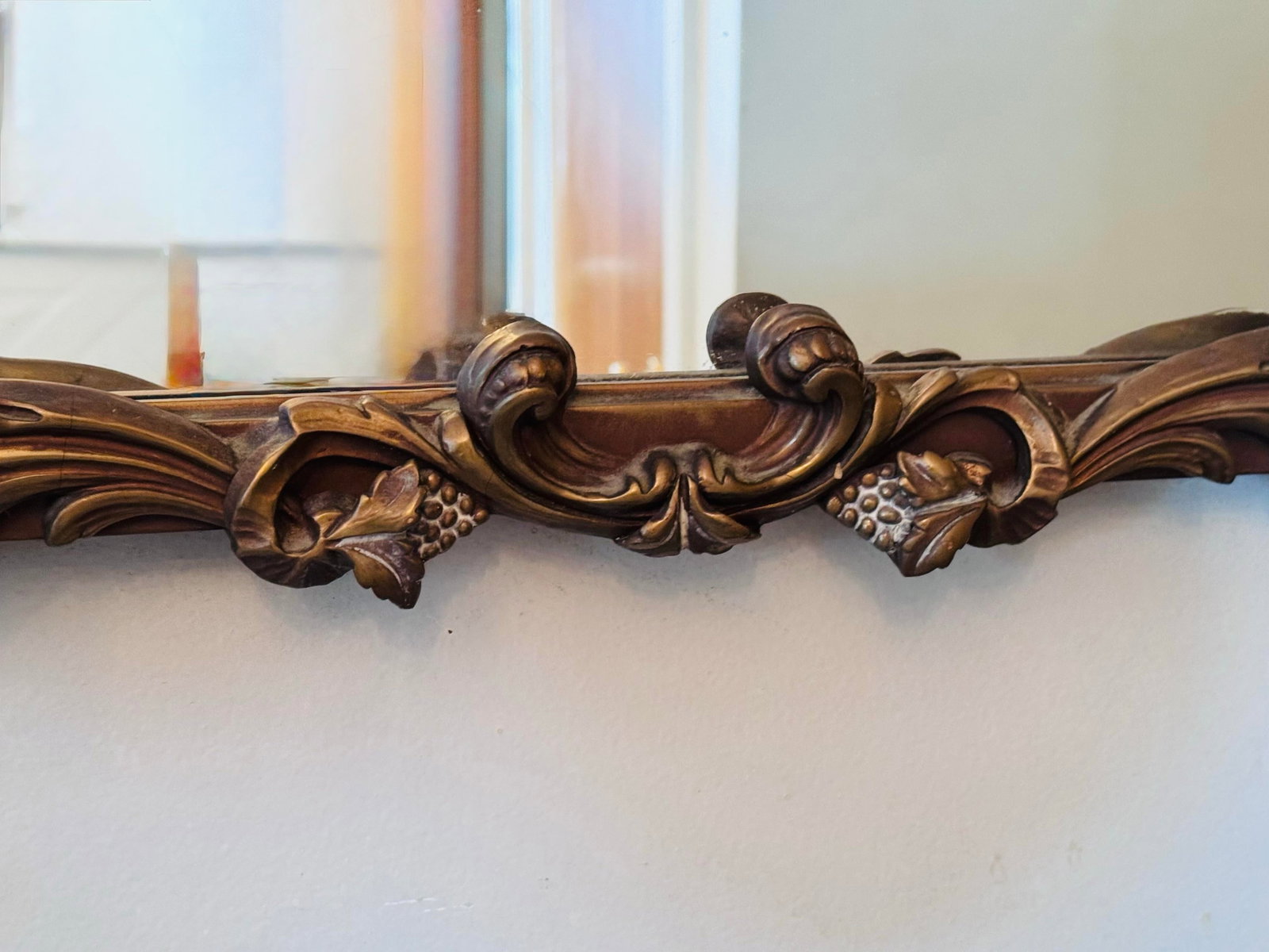 Vintage 1950s Ornate Gold Baroque Style Wall Mirror Attr. Howard Elliot - 3