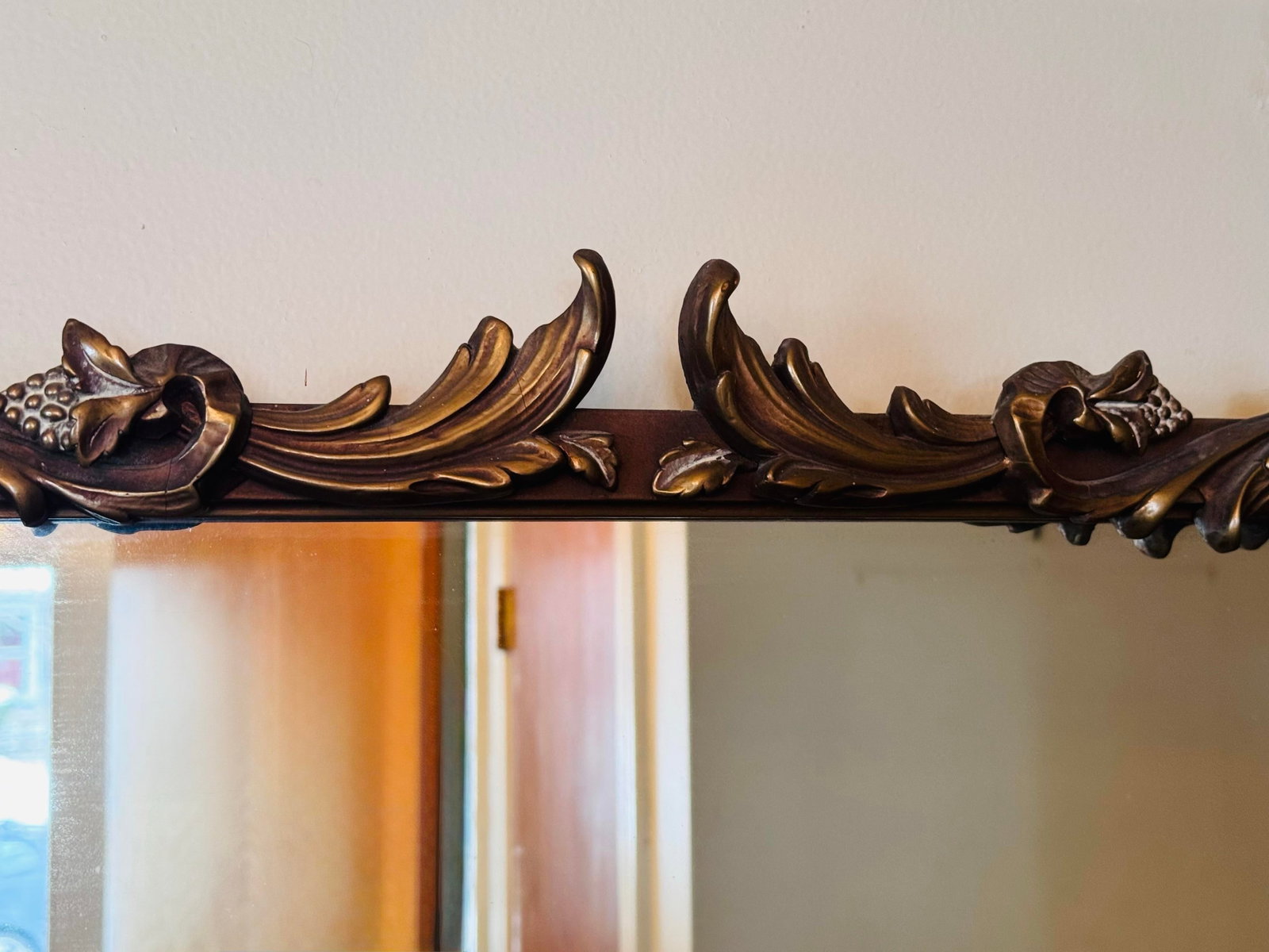 Vintage 1950s Ornate Gold Baroque Style Wall Mirror Attr. Howard Elliot - 4