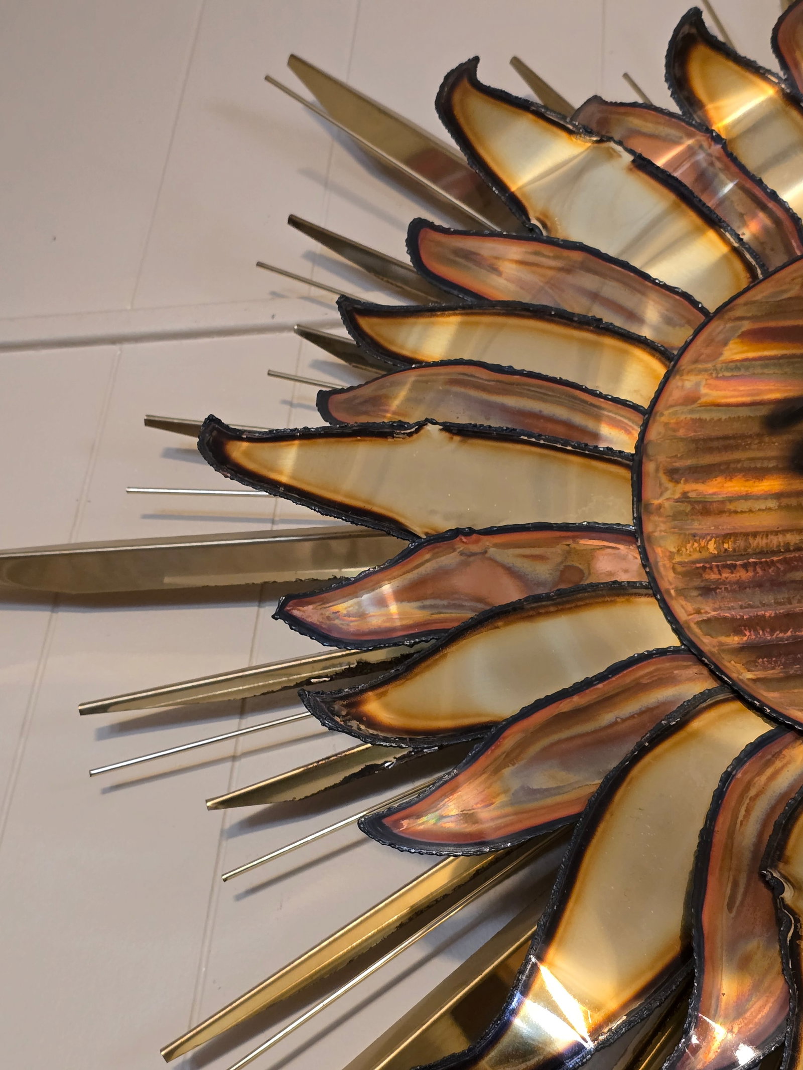 Vintage MCM Brutalist Metall Brass Wall Sculpture by Curtis Jere "Sun and Moon" - 4
