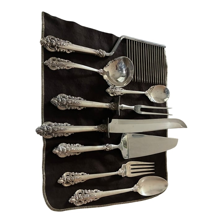 Wallace Grand Baroque Sterling Silver Serving Pieces - Set of 9 (New Letter Opener Added) - 2