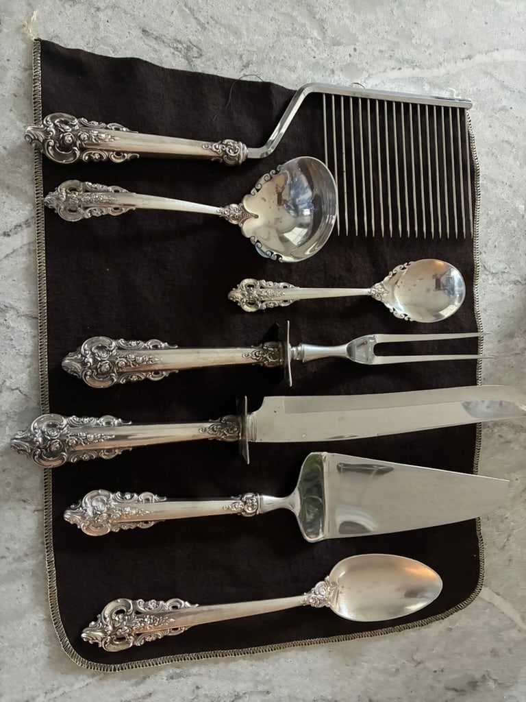 Wallace Grand Baroque Sterling Silver Serving Pieces - Set of 9 (New Letter Opener Added) - 3
