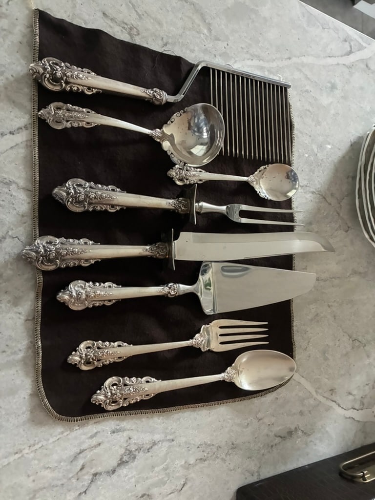 Wallace Grand Baroque Sterling Silver Serving Pieces - Set of 9 (New Letter Opener Added) - 4