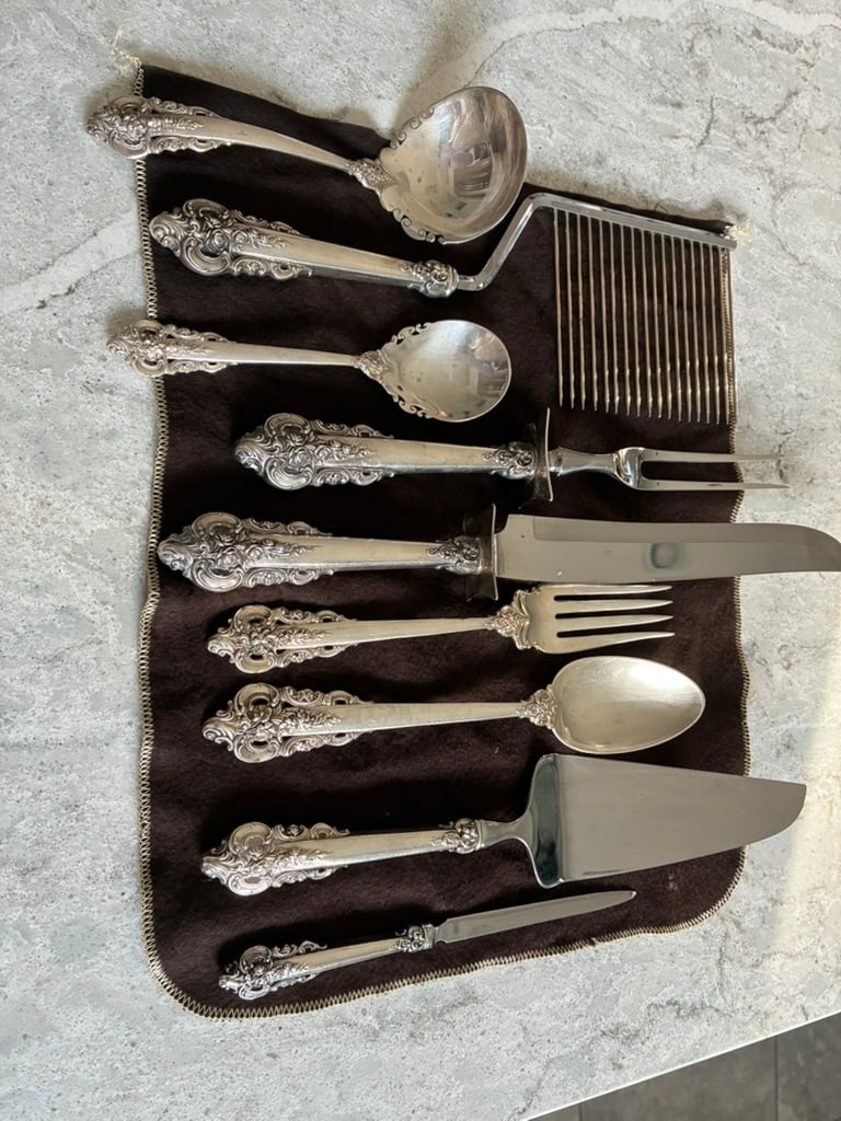 Wallace Grand Baroque Sterling Silver Serving Pieces - Set of 9 (New Letter Opener Added) - 5