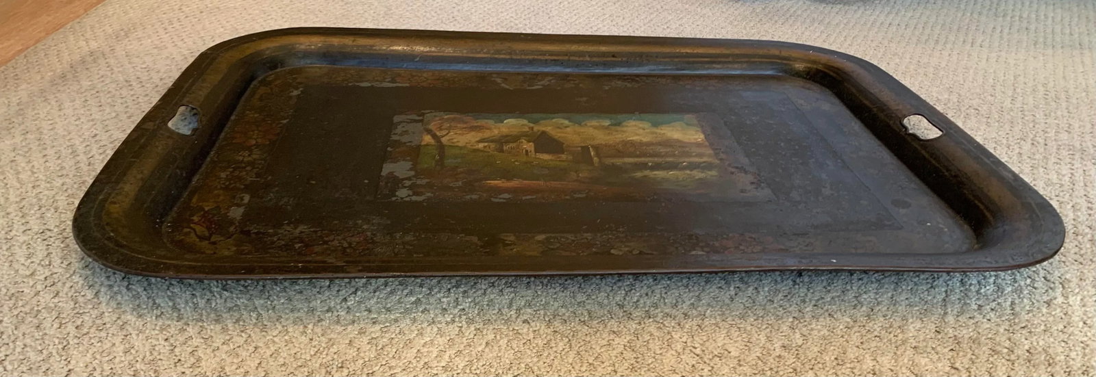 Late 19th Century Antique English Chinoiserie Metal Tray - 4