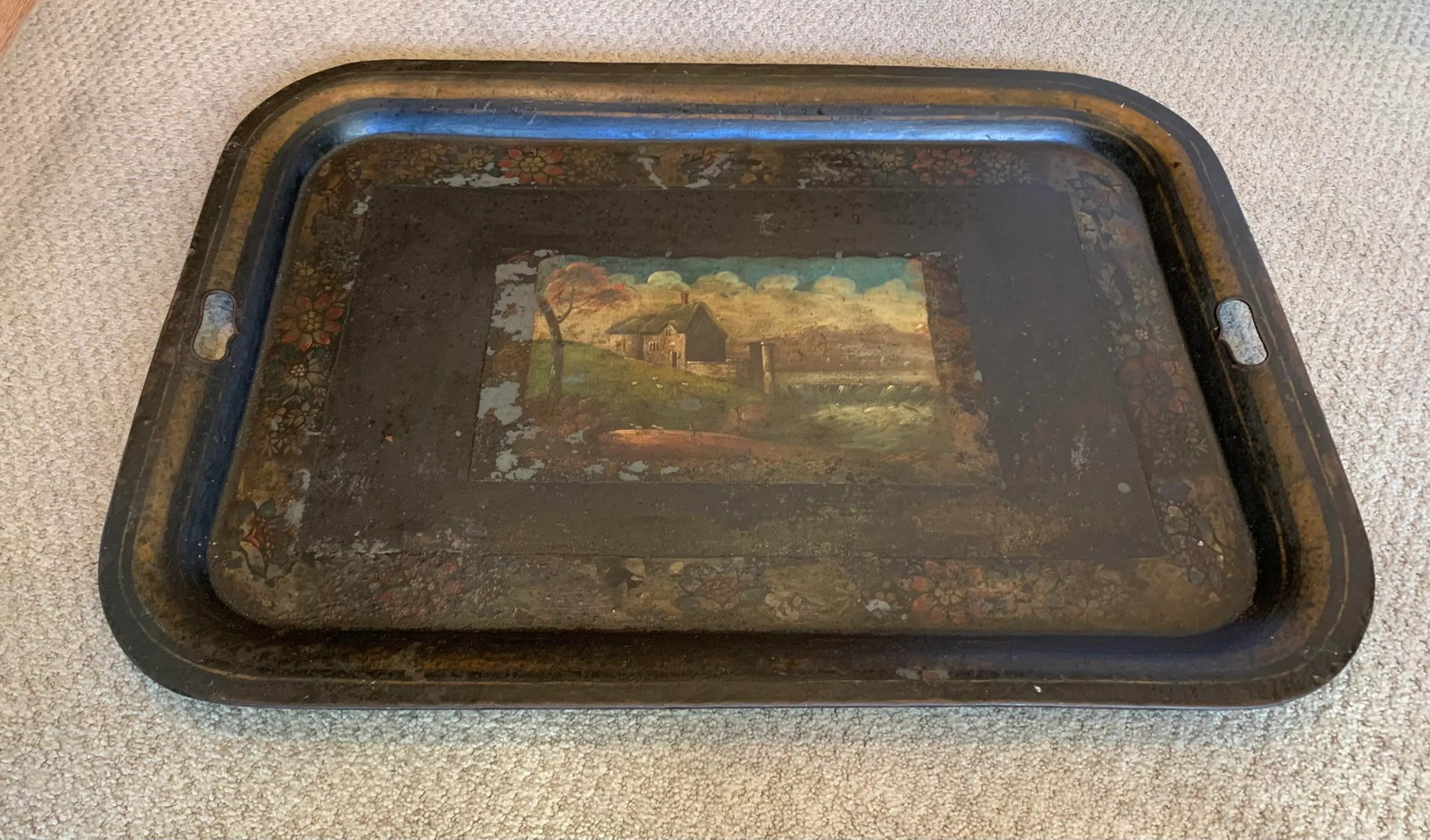 Late 19th Century Antique English Chinoiserie Metal Tray - 6