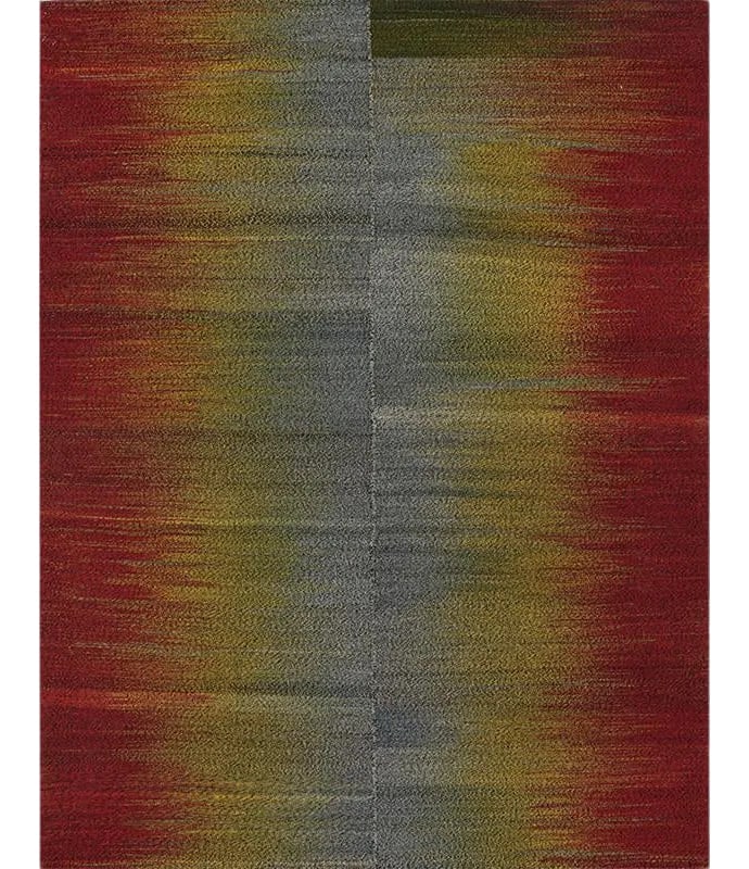 Handwoven Scandinavian Style Kilim Rug 5'1'' X 6'5'': This remarkable contemporary Scandinavian Style Kilim area rug features a dramatic pop of electrifying colors in a playfully rich design. The innovative modern use of colors certainly brings a