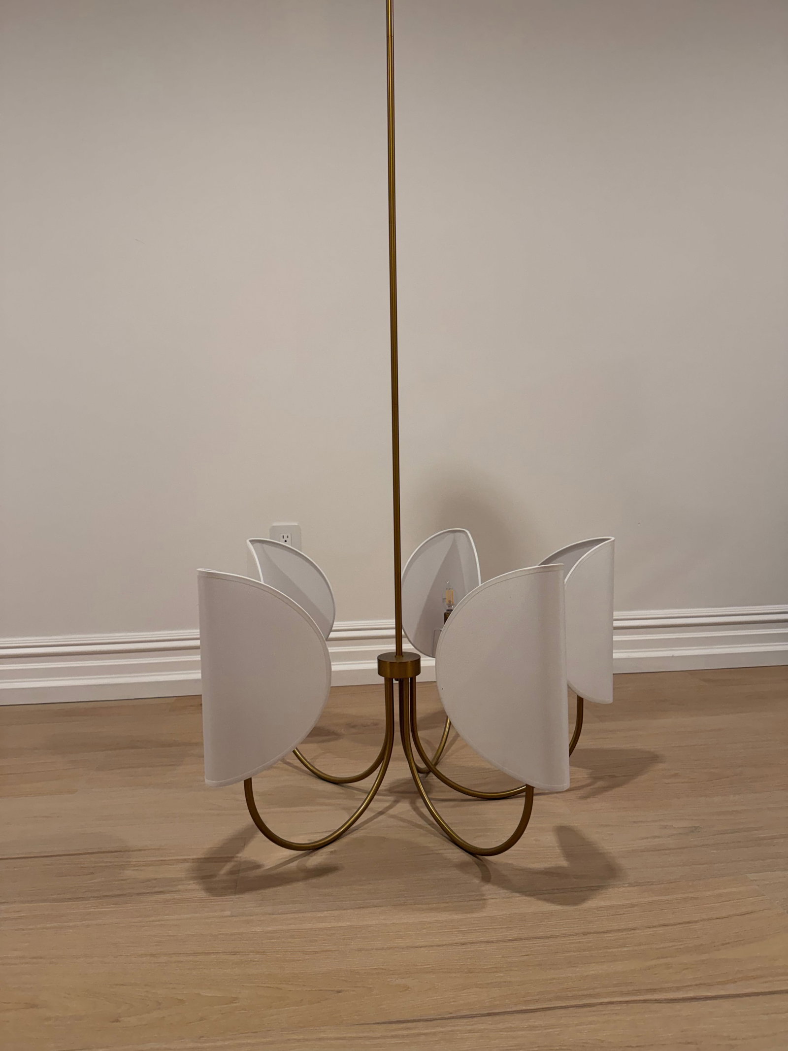 Contemporary 5 Light Chandelier With White Shades - 2
