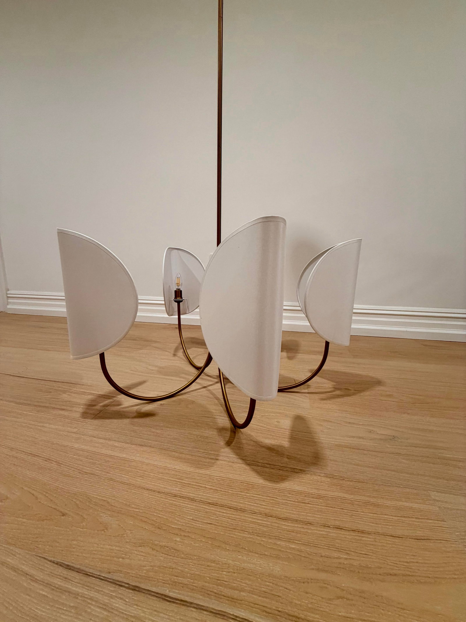 Contemporary 5 Light Chandelier With White Shades - 6