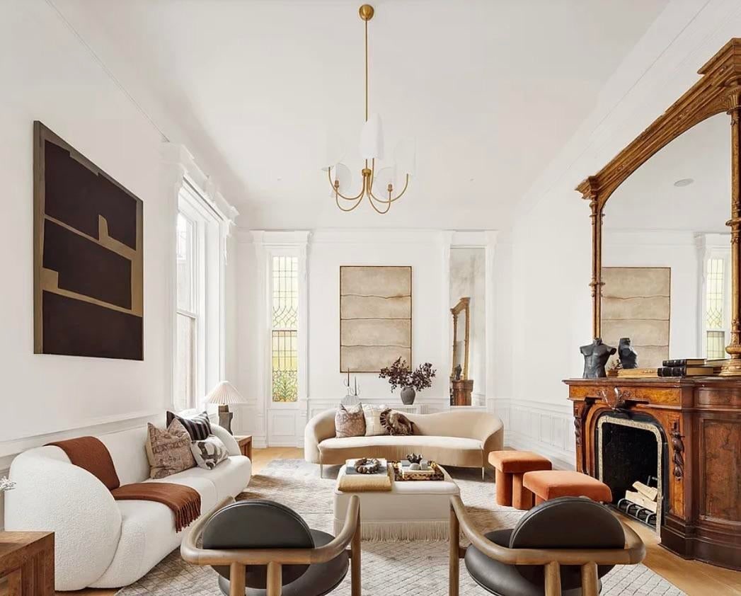 Contemporary 5 Light Chandelier With White Shades - 8