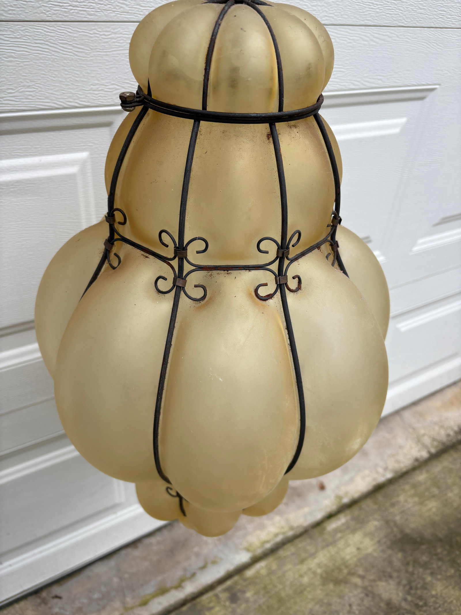 Vintage Italian Style Chandelier Blown Murano Glass Venetian Lantern - 2