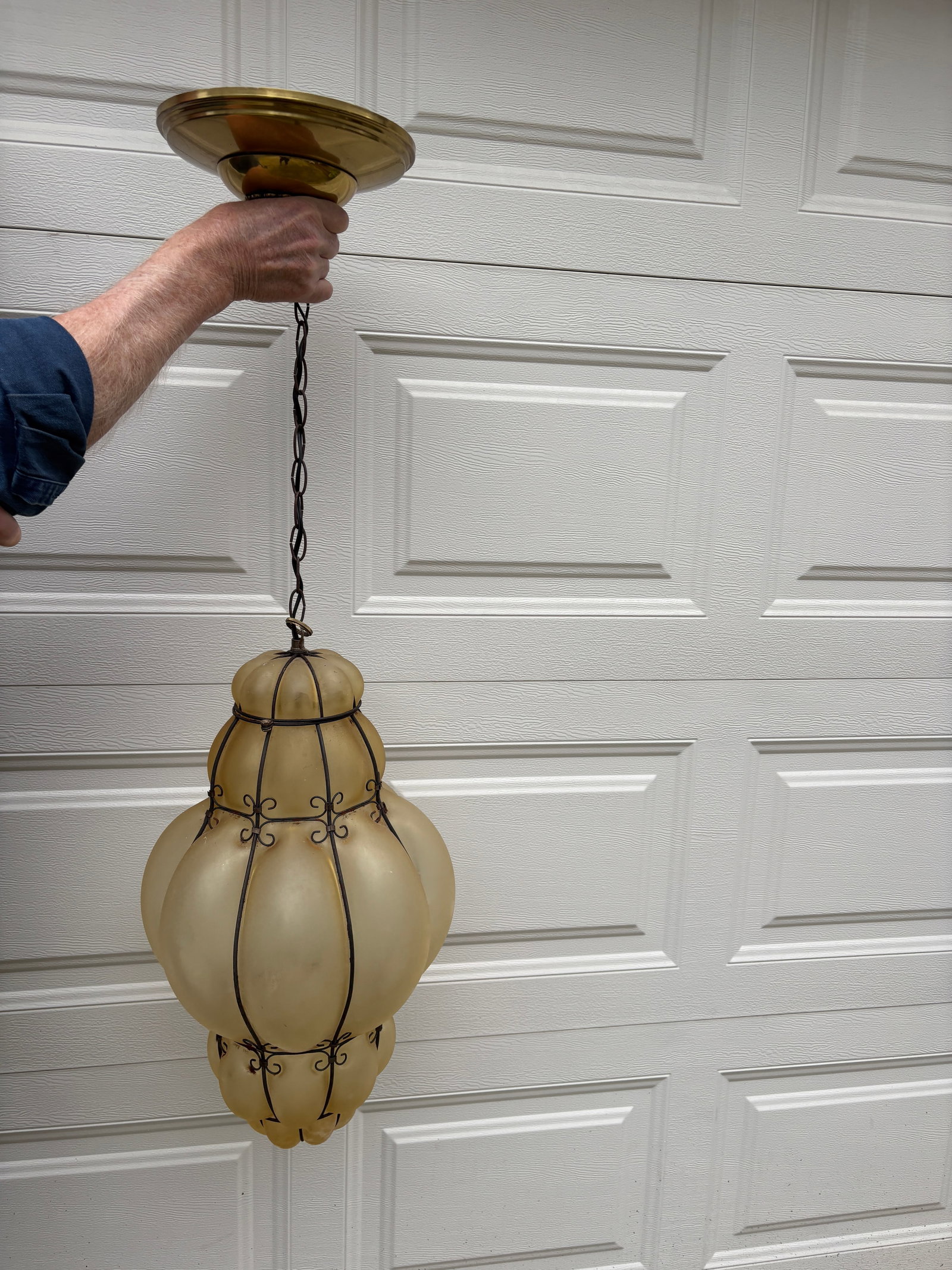 Vintage Italian Style Chandelier Blown Murano Glass Venetian Lantern - 3