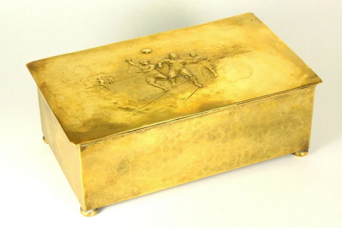 1909-10 Wmf Brass & Wood German Football Soccer National Team Box - 11
