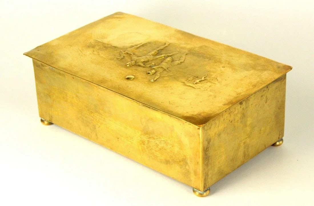 1909-10 Wmf Brass & Wood German Football Soccer National Team Box - 2