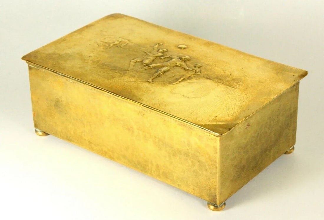 1909-10 Wmf Brass & Wood German Football Soccer National Team Box - 3