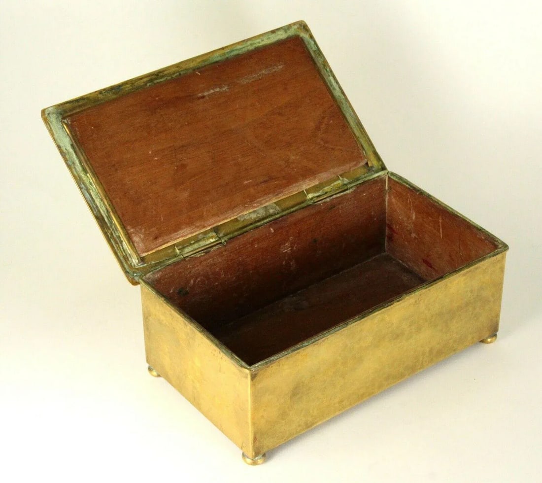 1909-10 Wmf Brass & Wood German Football Soccer National Team Box - 4