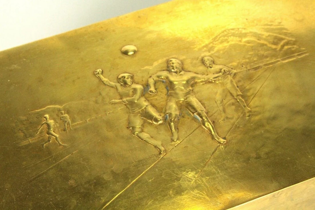 1909-10 Wmf Brass & Wood German Football Soccer National Team Box - 5