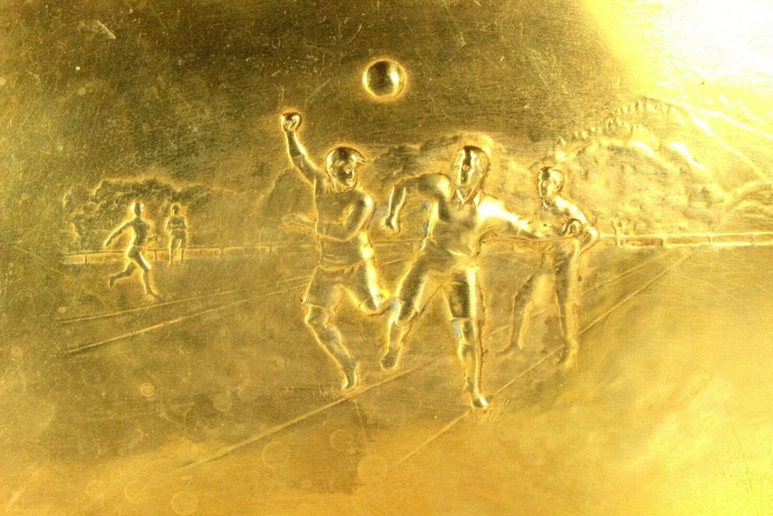1909-10 Wmf Brass & Wood German Football Soccer National Team Box - 6