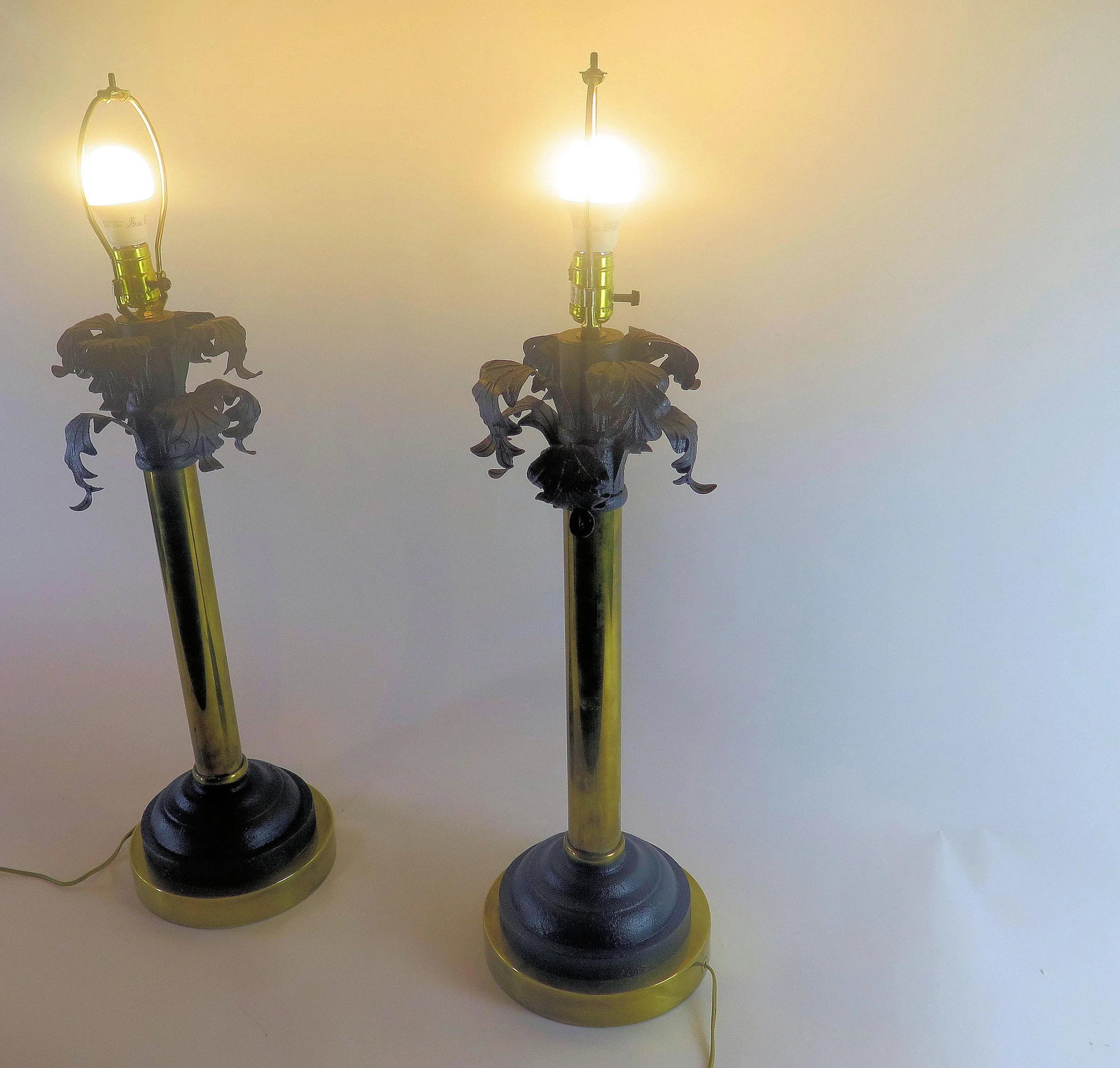 Original Monumental "Hart Associates" Hollywood Regency Brass Table Lamps - a Pair - 2