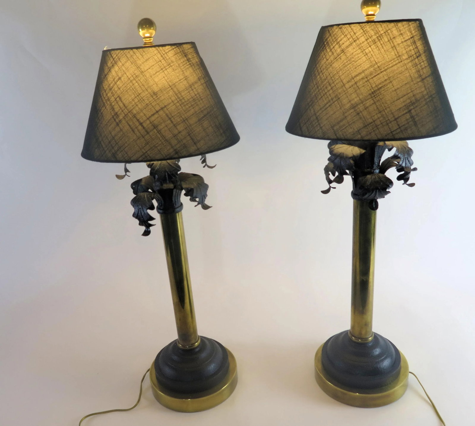 Original Monumental "Hart Associates" Hollywood Regency Brass Table Lamps - a Pair - 3
