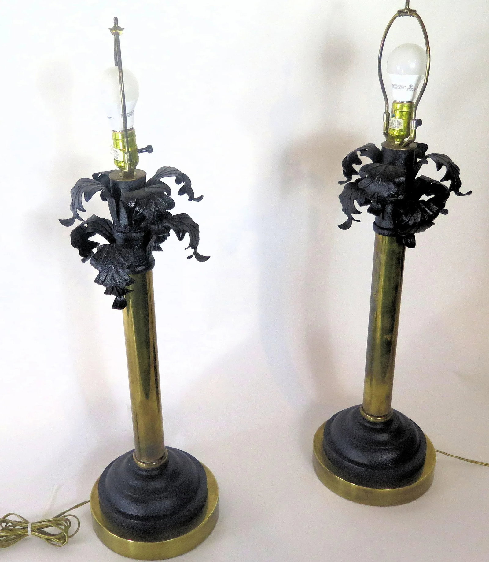 Original Monumental "Hart Associates" Hollywood Regency Brass Table Lamps - a Pair - 4