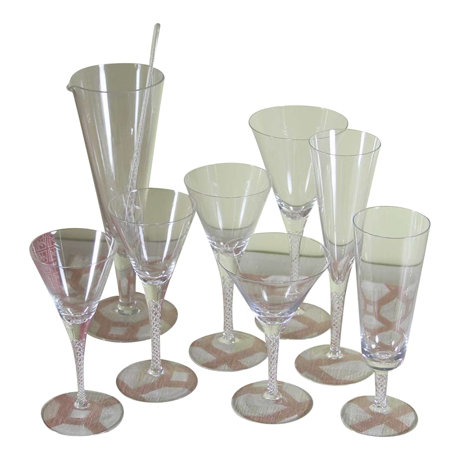 1990s Lovely Murano 9 Pc Crystal Set (1 of 9)