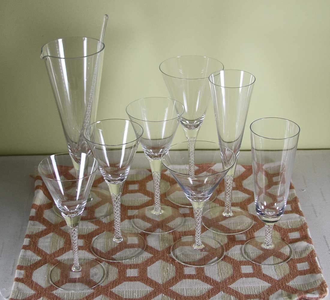1990s Lovely Murano 9 Pc Crystal Set - 2
