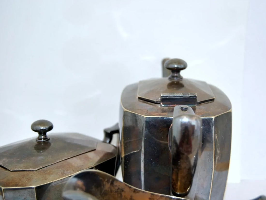 Antique Original Van Bergh Co Silverplate Tea Set- Set of 3 - 12