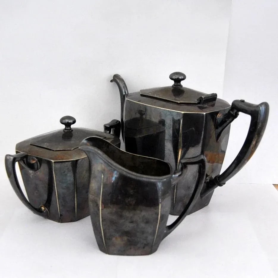 Antique Original Van Bergh Co Silverplate Tea Set- Set of 3 - 13