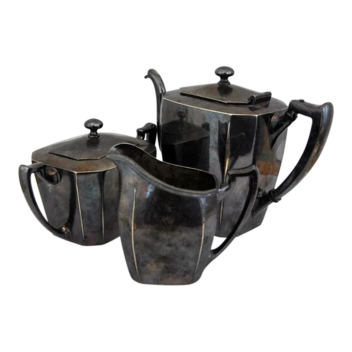 Antique Original Van Bergh Co Silverplate Tea Set- Set of 3 (1 of 13)