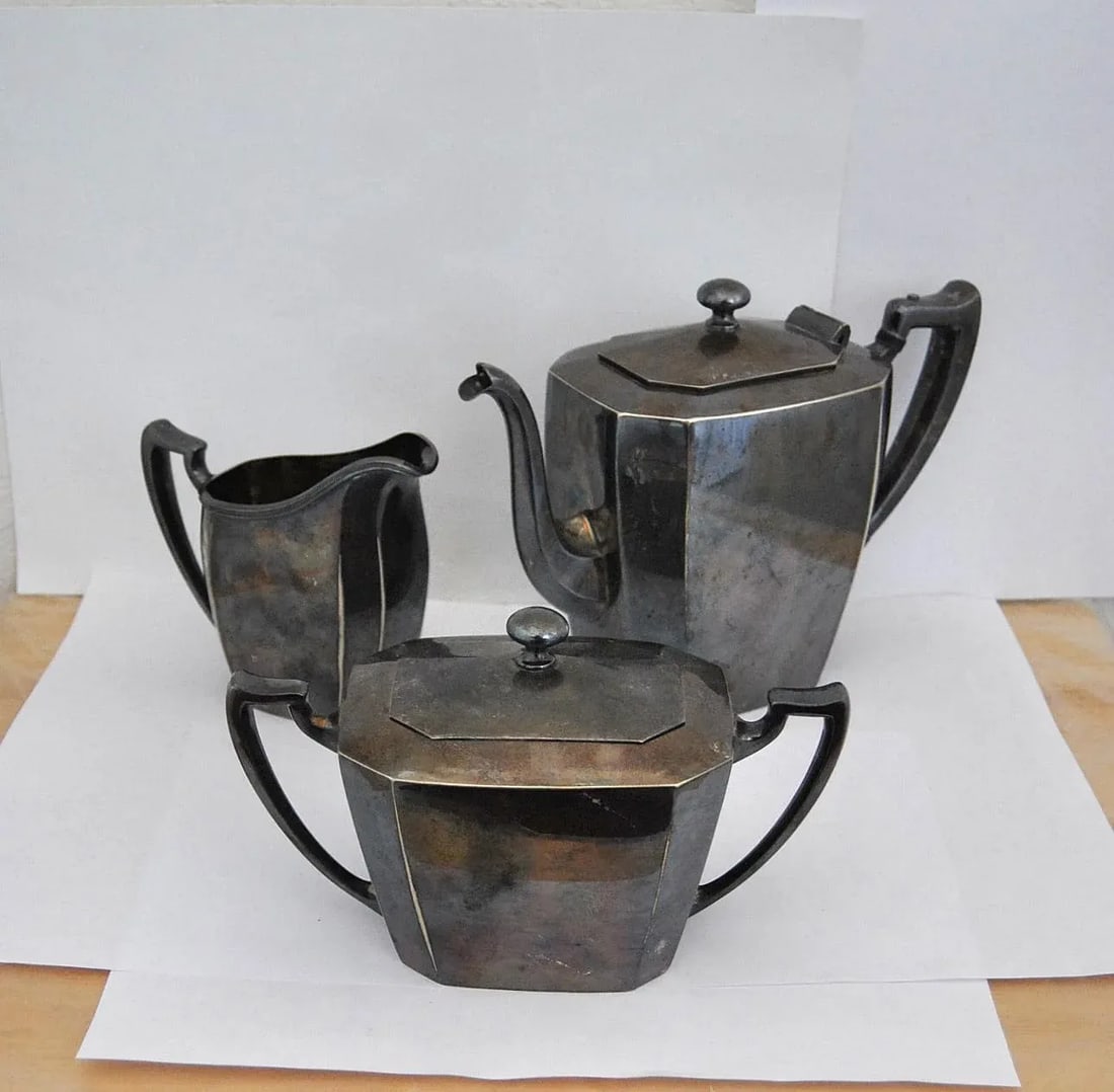 Antique Original Van Bergh Co Silverplate Tea Set- Set of 3 - 2
