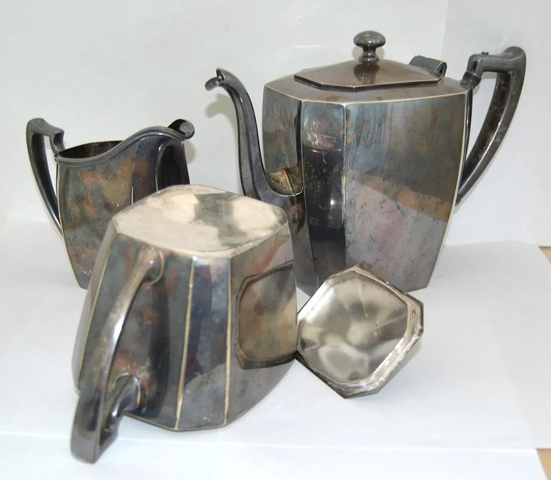 Antique Original Van Bergh Co Silverplate Tea Set- Set of 3 - 3
