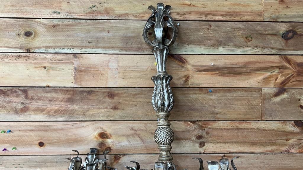 Large Vintage Ornate Metal Wall Candelabra, European Hollywood Regency Style - 4