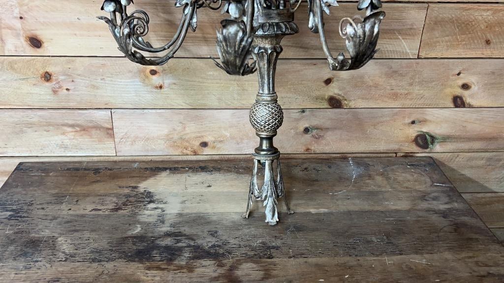 Large Vintage Ornate Metal Wall Candelabra, European Hollywood Regency Style - 5
