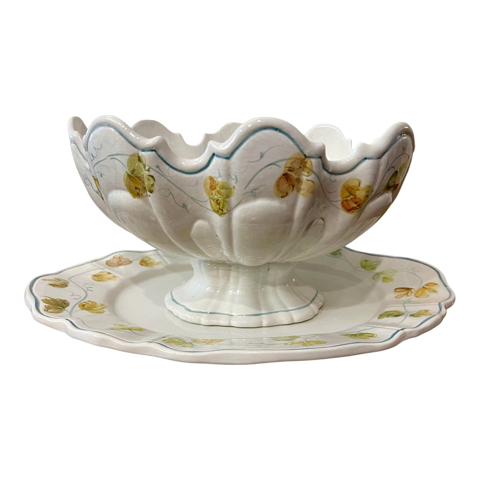 Vintage Italian Ceramic Footed Punch Bowl & Platter -2pc (1 of 10)