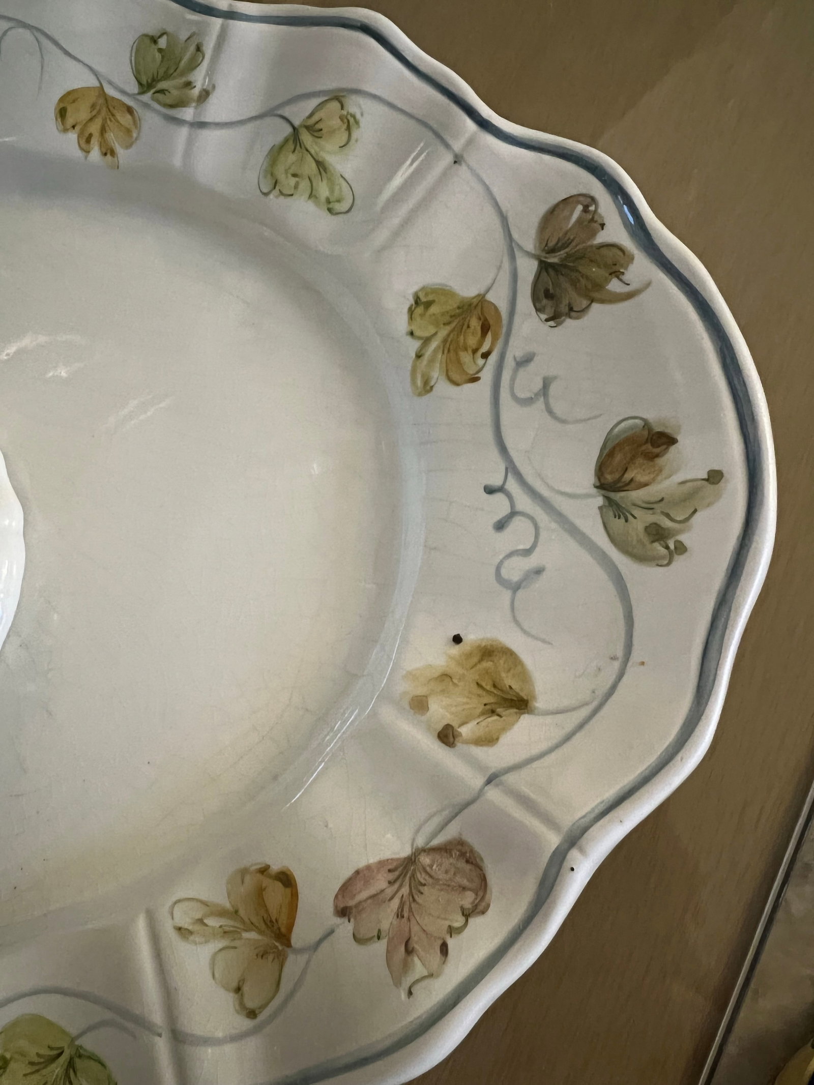Vintage Italian Ceramic Footed Punch Bowl & Platter -2pc - 9