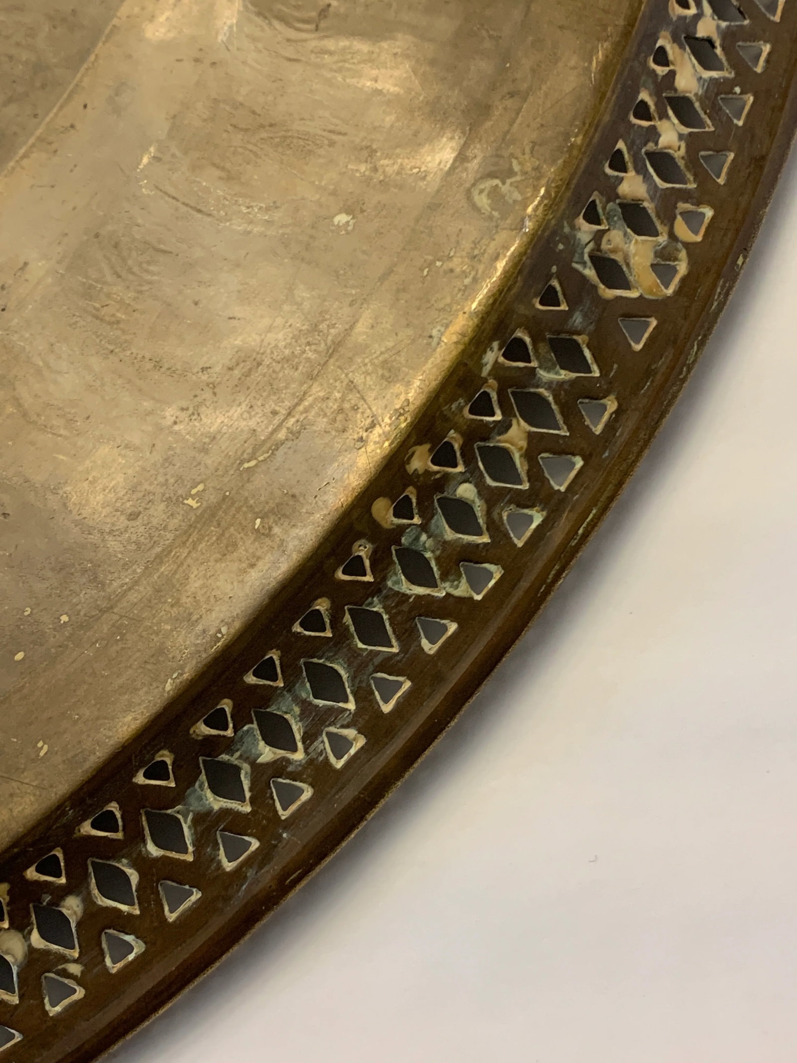 Antique 23" Round Brass Tray With Arabic Calligraphy Writing - 10